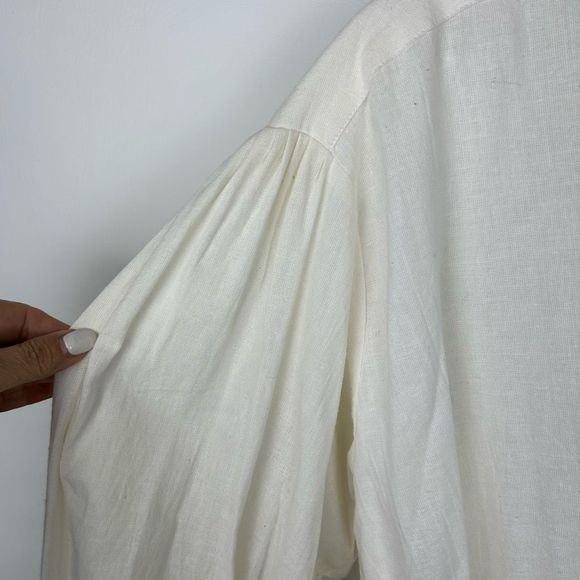 J. Peterman poet shirt band collar cream size XL men’s - Picture 8 of 10